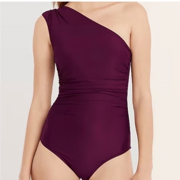J. Crew Other - J. Crew Ruched One-Shoulder One-Piece
Swimsuit Iris Purple 14 UPF 50 Padding